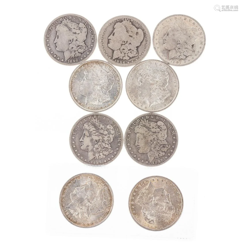 Nine Different O-Mint Morgan Dollars