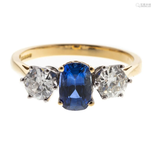 An Antique Sapphire & Diamond Ring in 18K