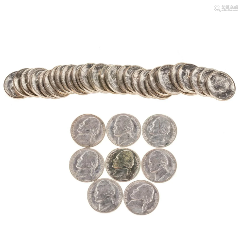 Partial Roll of 33 1944-S & 8 '42-S BU War Nickels