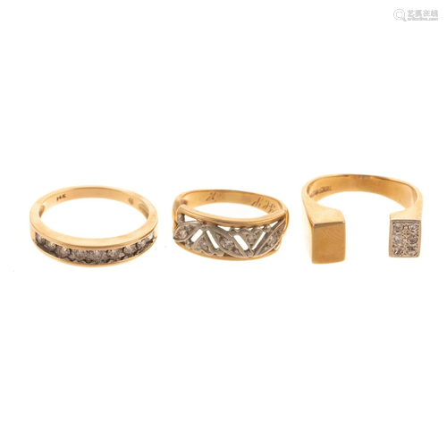 A Trio of Diamond Rings in 14K