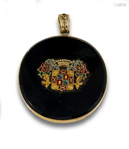 GOLD MEDALLION WITH MICROMOSAIC PENDANT 30