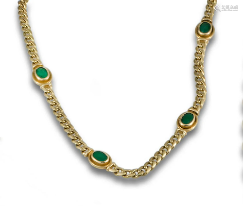 GOLD CHAIN WITH EMERALDS 40