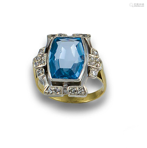 20'S GOLD SILVER DIAMOND SPINEL RING