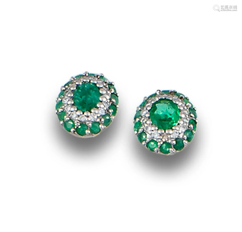 FLOWER EARRINGS GOLD DIAMONDS AND EMERALDS 69