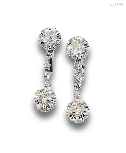 LONG EARRINGS IN GOLD AND DIAMONDS 1.70CTS 68514