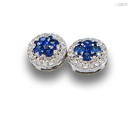 FLOWER EARRINGS GOLD DIAMONDS SAPPHIRES 42