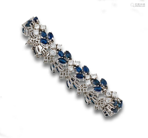 Gold bracelet with diamonds and sapphires