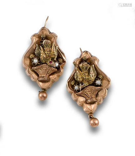 EARRINGS 19TH CENTURY GOLD PEARLS 70015