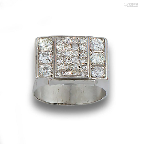 WIDE PLATINUM DIAMOND RING