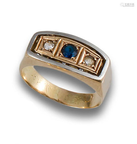 GOLD ZIRCONIA AND GLASS TRIPLE RING