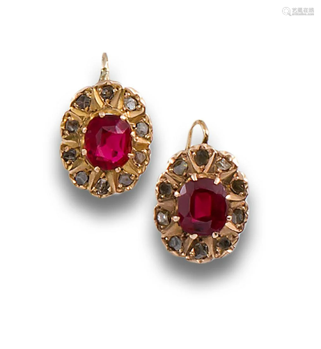 EARRINGS 20'S GOLD GLASS DIAMONDS