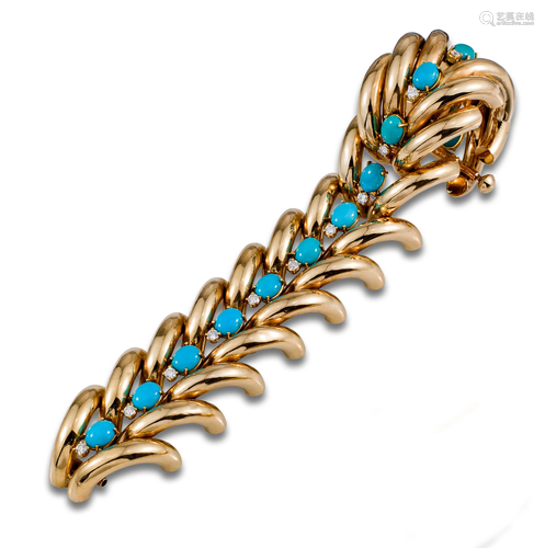 WIDE BRACELET GOLD TURQUOISE