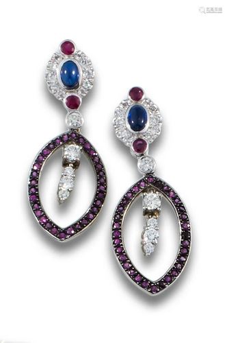 WHITE GOLD LONG EARRINGS DIAMONDS