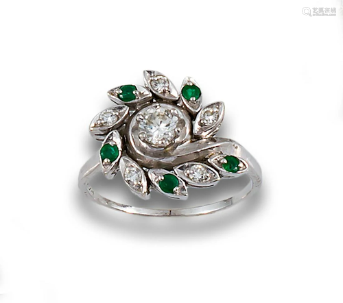 GOLD RING DIAMONDS EMERALDS