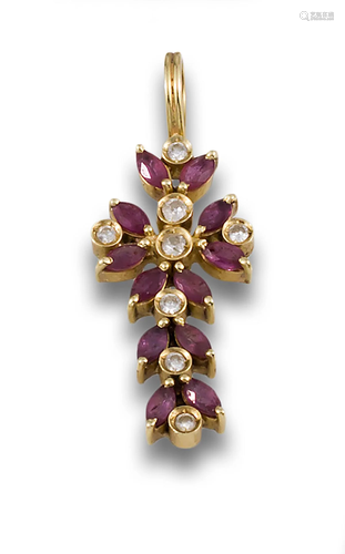 GOLD CROSS GOLD DIAMOND RUBELLITE PENDANT 68