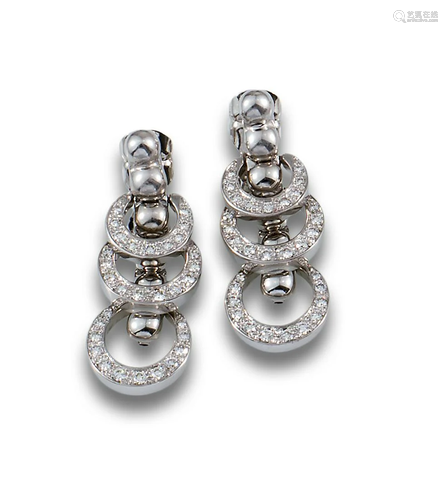 WHITE GOLD LONG EARRINGS DIAMOND