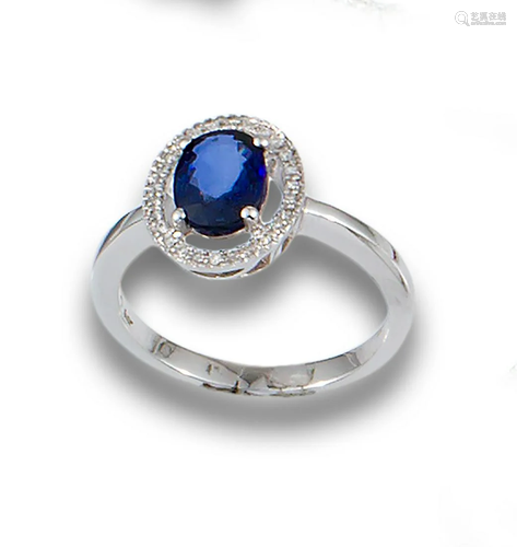 GOLD RING OVAL SAPPHIRE DIAMONDS