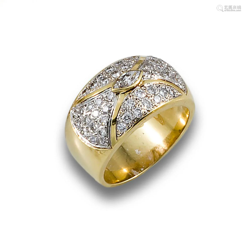 WIDE GOLD DIAMOND RING