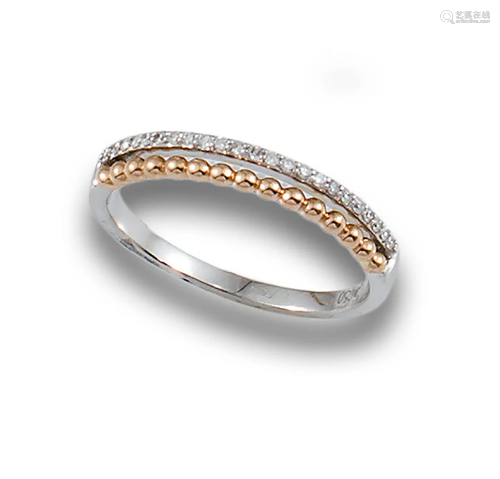 GOLD RING WITH DIAMONDS AND GOLD BEADS