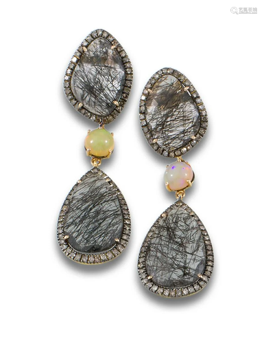 JAIPUR EARRINGS JAIPUR SILVER GOLD DIAMONDS QUARTZ