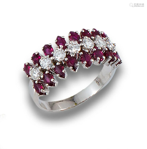 GOLD RING DIAMONDS RUBIES 70272