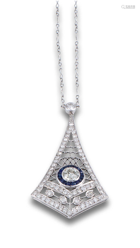 CERTIFIED DIAMOND CHAIN AND PENDENTIF DECO PENDANT