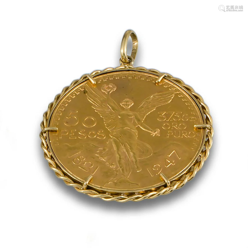 GOLD PENDANT 50 MEXICAN PESOS 28