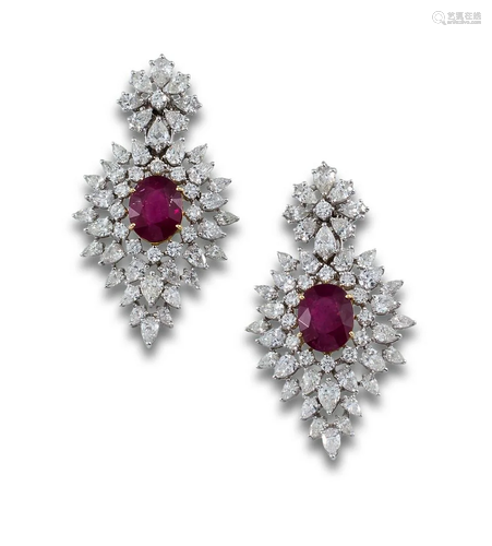 GOLD RUBELLITE DIAMOND EARRINGS 17CTS 68776