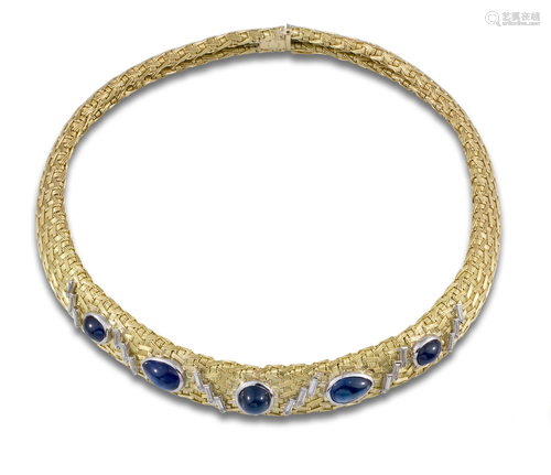 CHOKER GOLD DIAMONDS SAPPHIRES