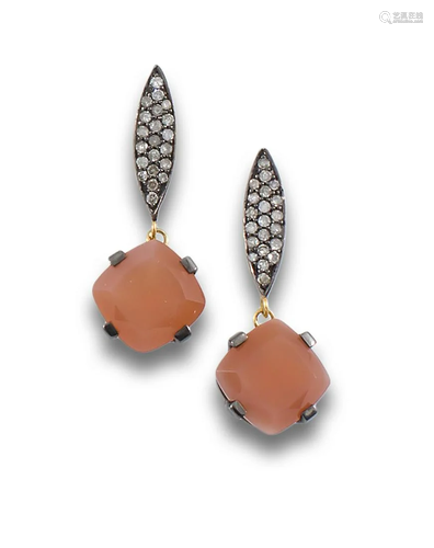 JAIPUR SILVER GOLD CARNELIAN DIAMOND EARRINGS