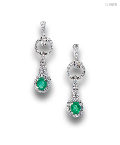 LONG GOLD EMERALD DIAMOND EARRINGS 45