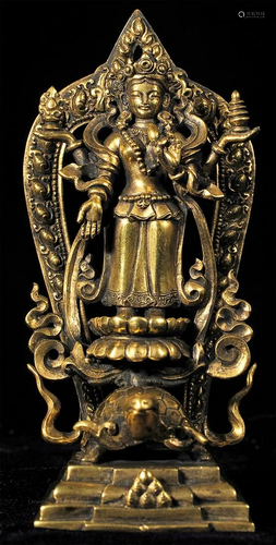 Vintage Chinese Bodhisattva on Turtle.