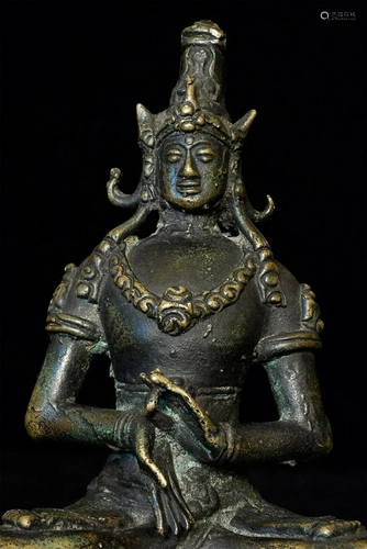 Antique Indonesian or Javanese bronze Buddha or