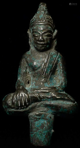 Small Thai or Burmese Buddha on plinth. 1.75