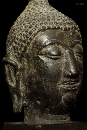 Wonderful early style Sukhothai Buddha head with a