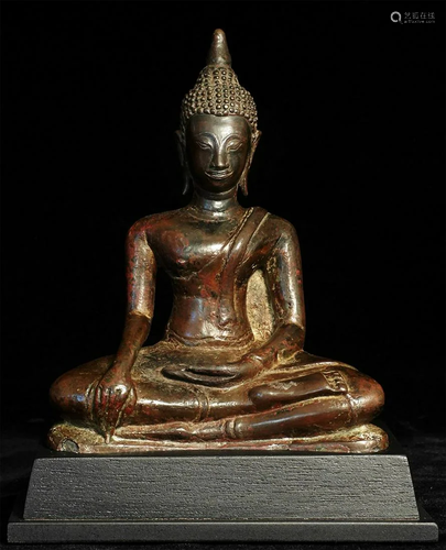 14thC high silver alloy Sukhothai Buddha. Rare