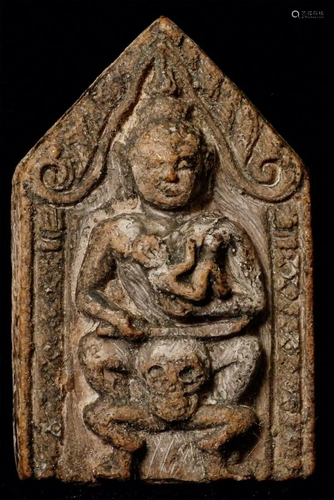 19thC Thai Rattanakosin Amulet of Buddha with baby.