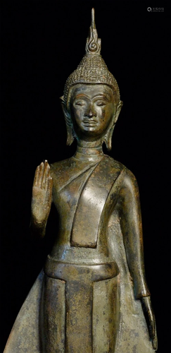 Early 20th C Thai Bronze Buddha.