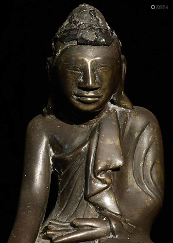 Nice small 19thC Mandalay style Burmese Buddha. 4 5/8