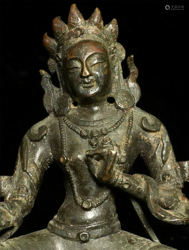 18/19thC Tibetan Bronze Bodhisattva. Great serenity and