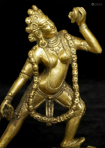 Antique Gilt Bronze Dakini. Probably 19th C.