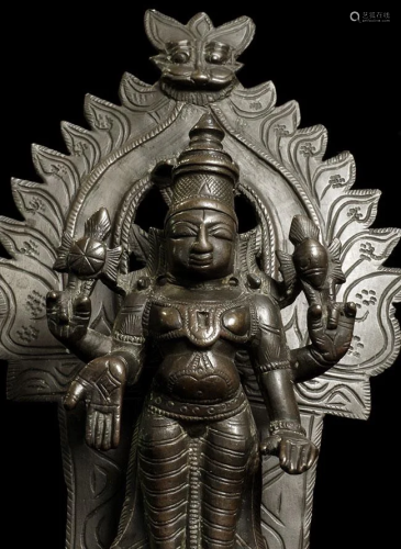 Antique bronze Vishnu from India.