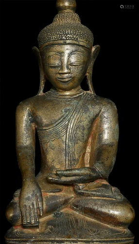 18/19thC Burmese Bronze Buddha with an exceptionally