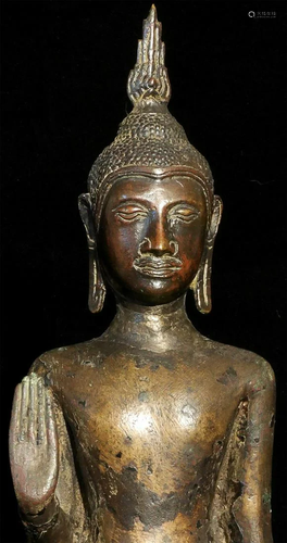 15/16thC Utong C Thai Bronze Buddha.