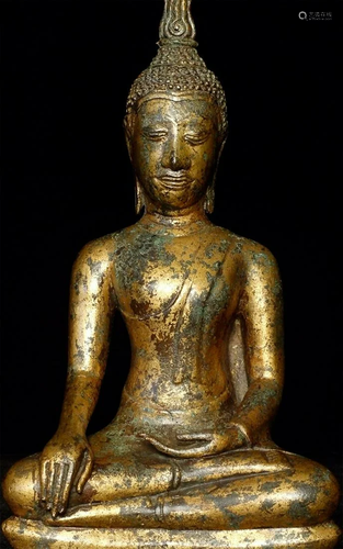 19/20thC Utong style Thai bronze Buddha.