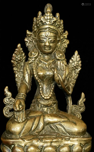 Antique Bronze or Brass Nepalese Bodhisattva.