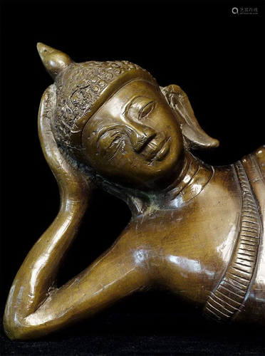 Reclining antique Burmese Buddha. Probably close to 100