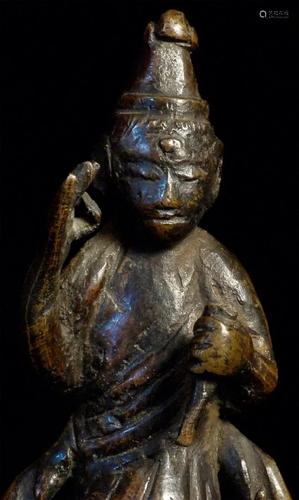 Antique Japanese bronze Buddhist figure. Deeply serene.