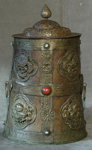 Very large Tibetan or Nepalese container with 8