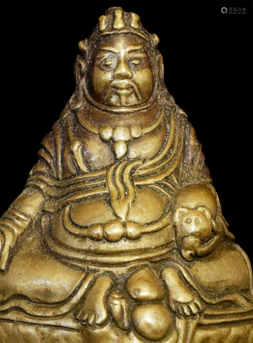 Antique Mongolian wealth deity (possibly Jambala) with